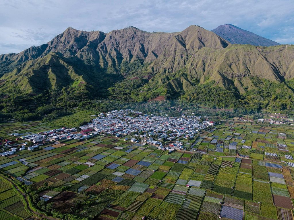 Mountain landscape in Sembalun, Lombok, Indonesia